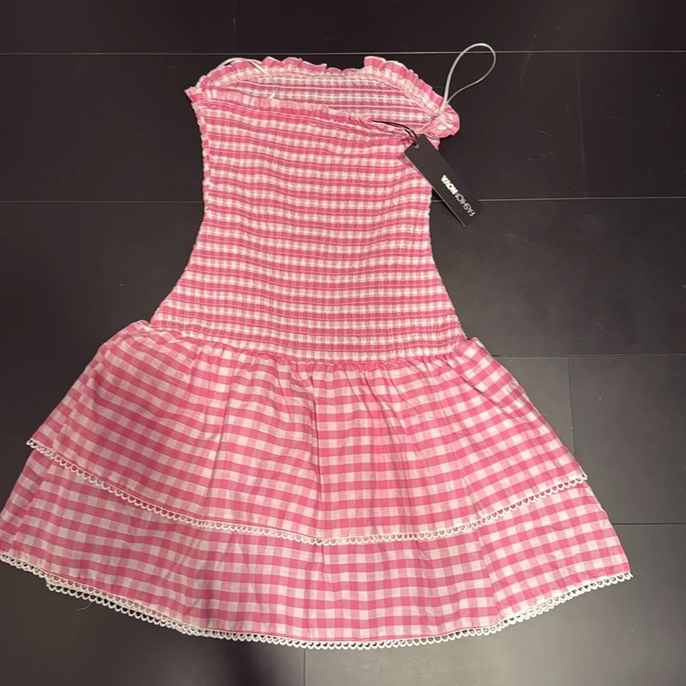 Gingham Pink Mini Dress - Picture 5 of 5